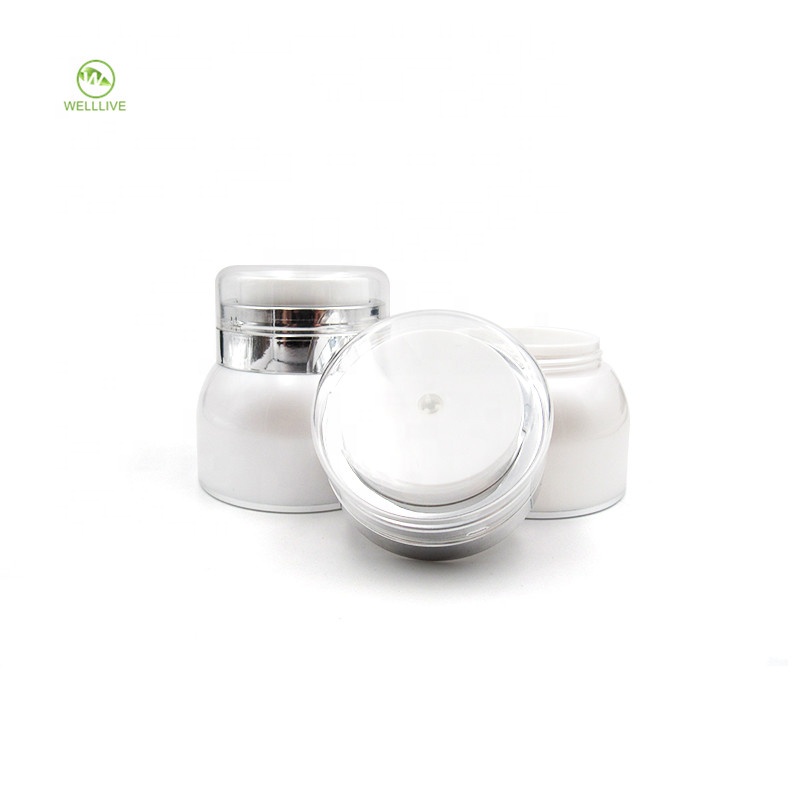 Manufacturer 30g 50g pearl white round shape serum airless PMMA acrylic pump cosmetic jar for ointment