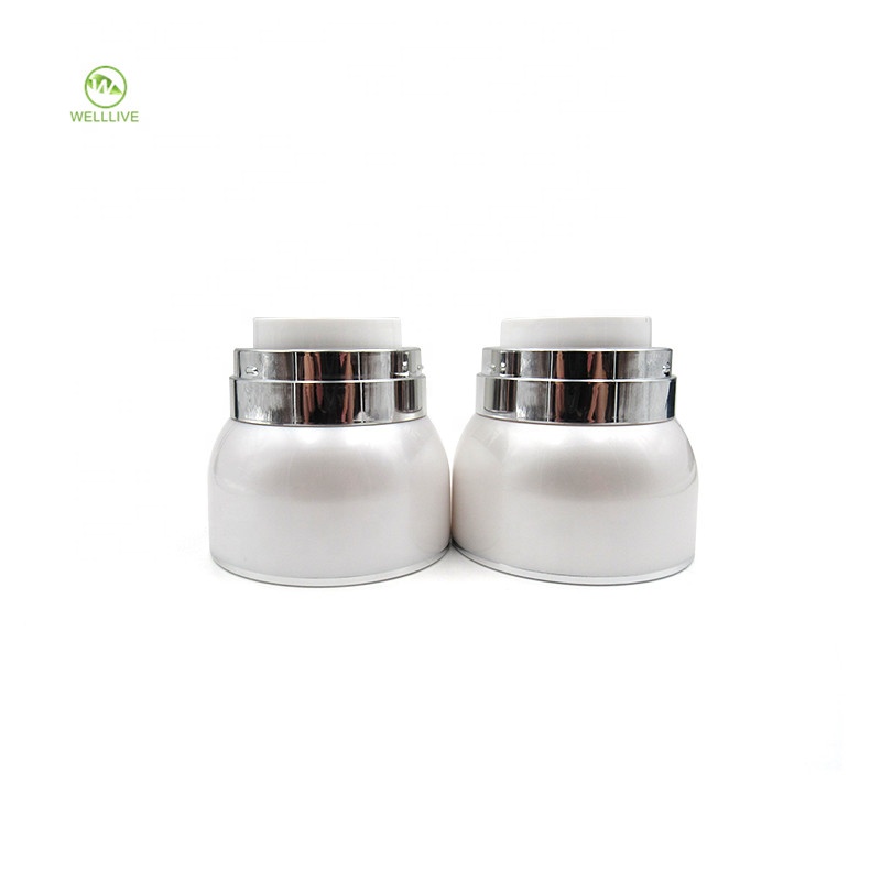 Manufacturer 30g 50g pearl white round shape serum airless PMMA acrylic pump cosmetic jar for ointment