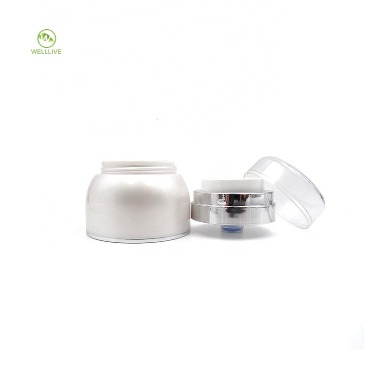 Manufacturer 30g 50g pearl white round shape serum airless PMMA acrylic pump cosmetic jar for ointment