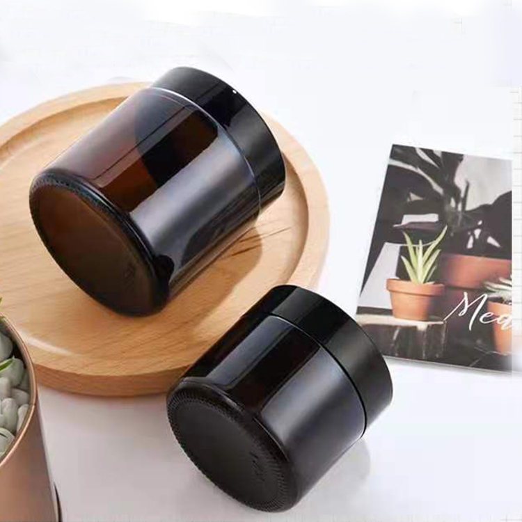 Manufacturer 4oz 120ml Empty Black Lid Amber Glass Candle Jar Cosmetic Glass Jar