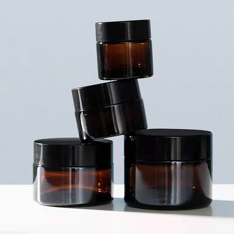 Manufacturer 4oz 120ml Empty Black Lid Amber Glass Candle Jar Cosmetic Glass Jar