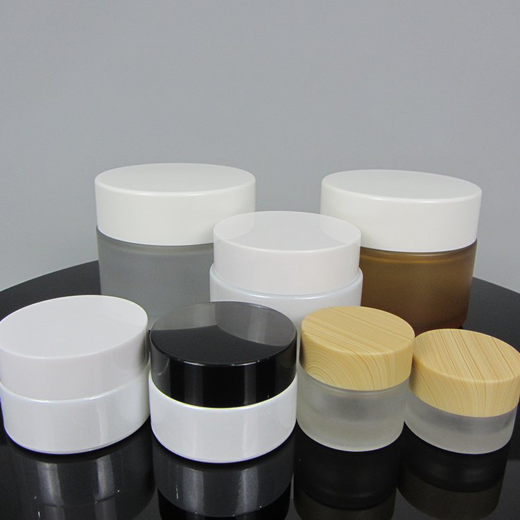 Manufacturer 50g pearl white cosmetic containers round cream glass jar with screw lid