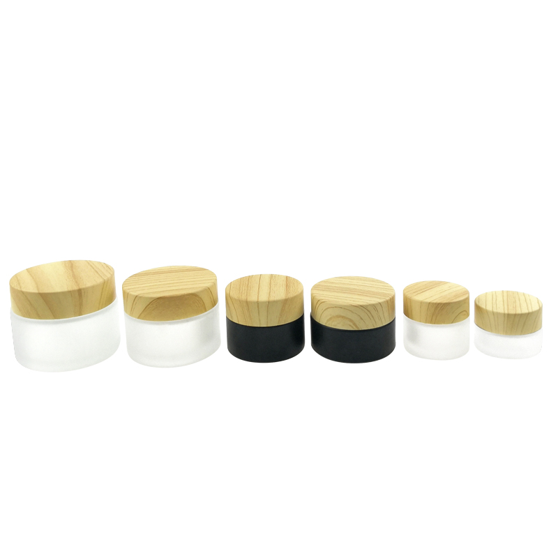 Manufacturer 5ml 10ml 15ml 20ml 30ml 50ml Empty Black and Transparent Airtight Matte Candle Glass Jar in Bulk with Bamboo Lid