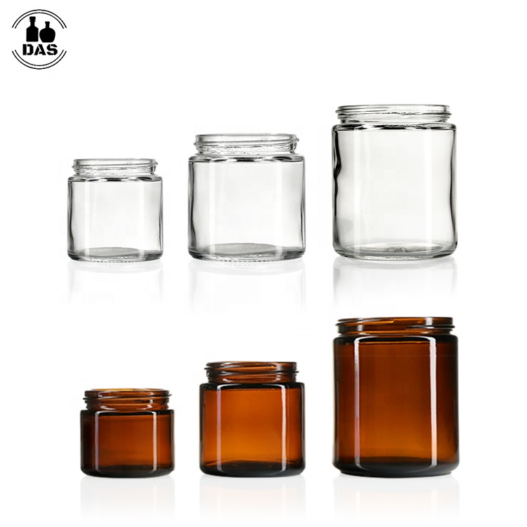 Manufacturer Amber Clear Frosted Matte Body Face Oinment 4oz 8oz Glass Cosmetic Cream Jar and Containers with Lid
