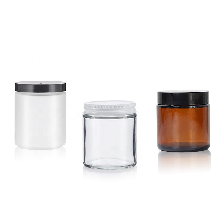 Manufacturer Amber Clear Frosted Matte Body Face Oinment 4oz 8oz Glass Cosmetic Cream Jar and Containers with Lid