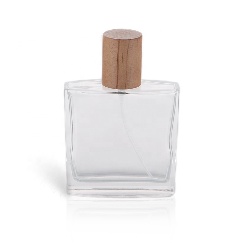 Manufacturer Empty 50ml 100ml Flat Square Glass Perfume Mist Spray Bottle