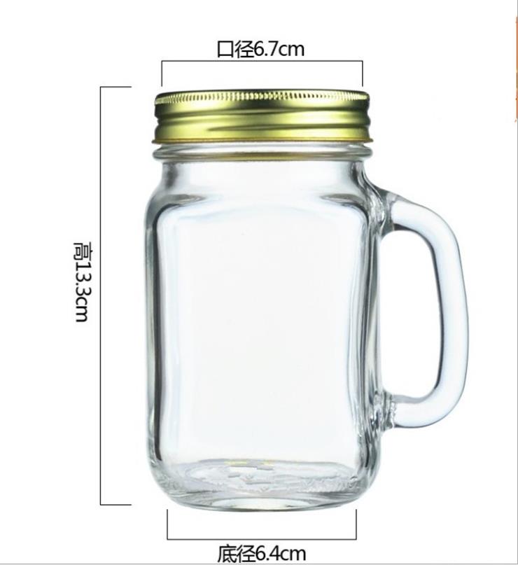 Manufacturer High White Glass Mason Jar Jam Jar with Metal Lid and Straw