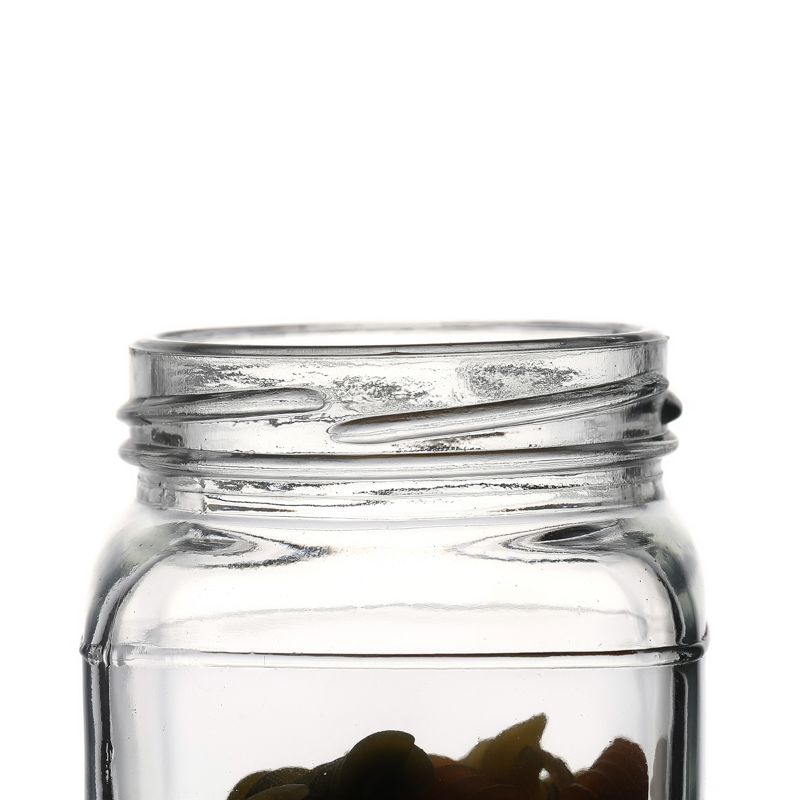 Manufacturer Kitchenware Flint High Quality Empty Customize Food Square Glass Jars Wholesale with Plastic Cap