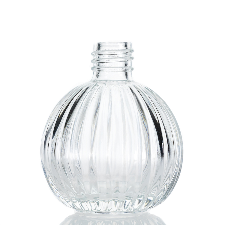 Manufacturer Perfume Bottles 50ml Round Ball Embossed Crystal Perfume Glass Bottle with Pump Spray