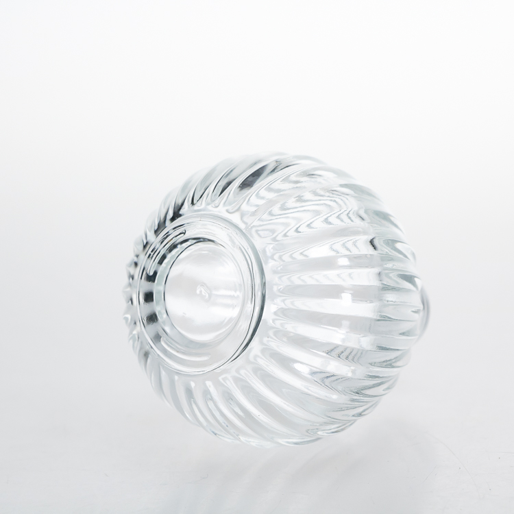 Manufacturer Perfume Bottles 50ml Round Ball Embossed Crystal Perfume Glass Bottle with Pump Spray