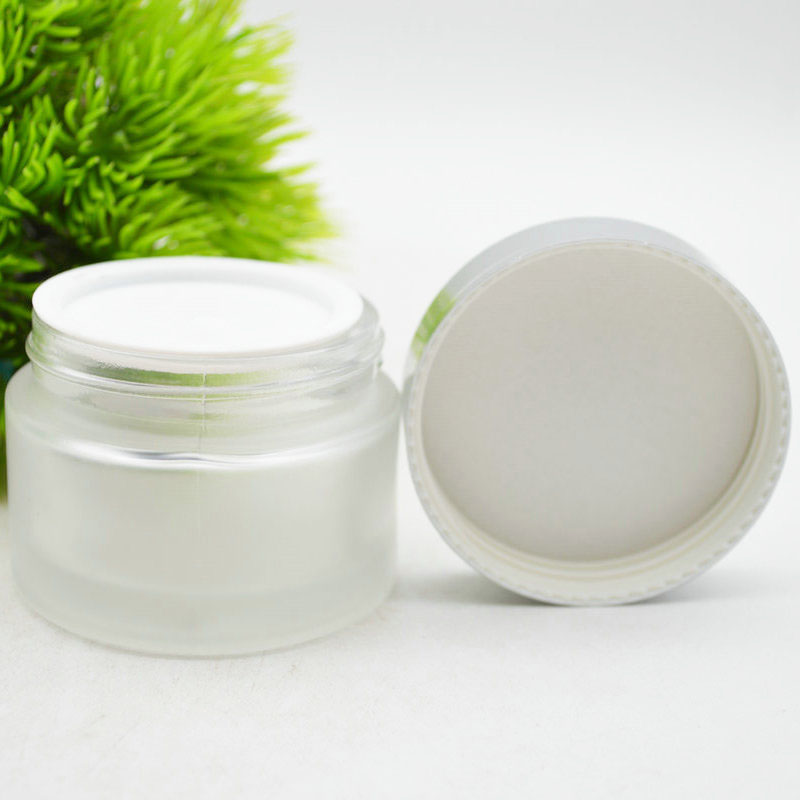Manufacturer Round Body Face Cream Jar 50ml Frosted Glass Cosmetic Cream Jar