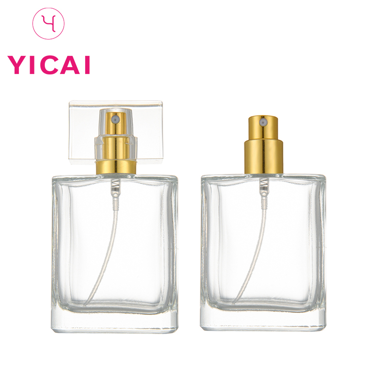Manufacturer Transparent Flat 30ml 50ml Rectangular Empty Glass Perfume Bottle