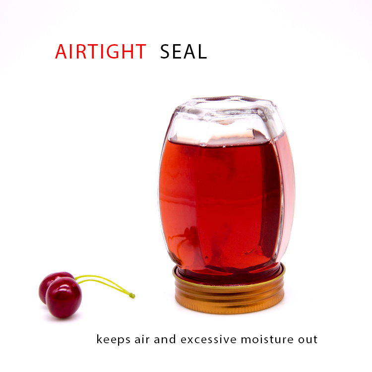 Manufacturer Unique 500G Honey Bottle Glass Hexagon Honey Jar With Aluminum Lid