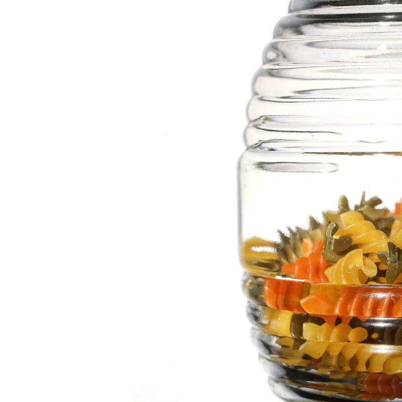 Manufacturer Wholesale Glassware Flint Customize High Quality Stripe Round Food Honey Jar Glass with Screw Cap