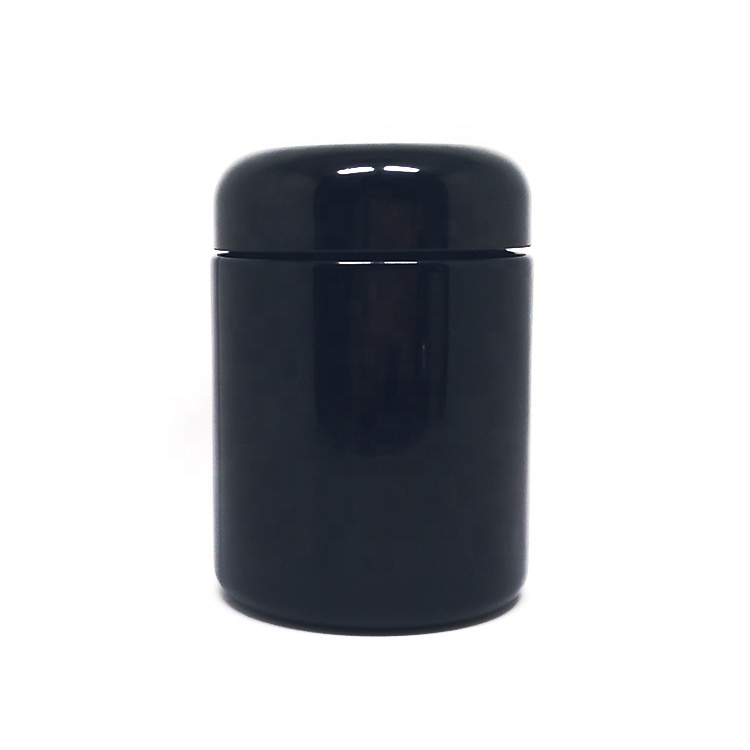 Manufacturer cosmetic packaging 2 oz 4 oz black uv glass jar for cream