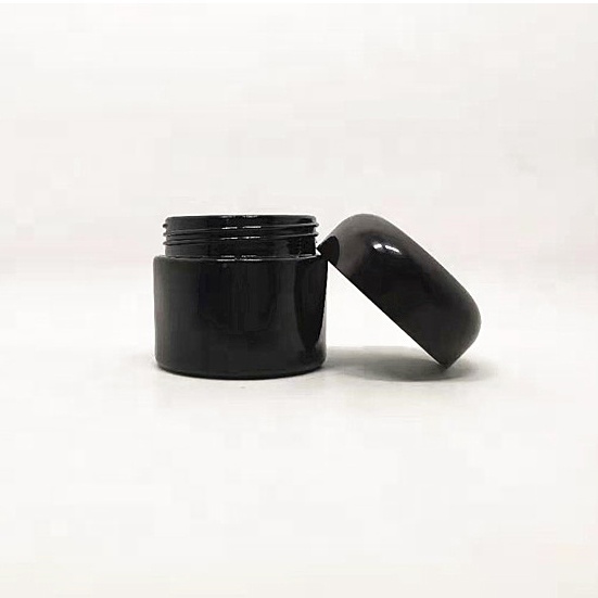 Manufacturer cosmetic packaging 2 oz 4 oz black uv glass jar for cream