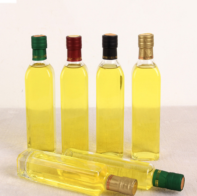 Manufacturer customized 250ml 500ml 750ml Round Square Dark Green Olive oil Glass Bottle kitchen glass cooking olive oil bottle