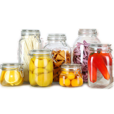 Manufacturer customized clasp lid air tight sealed honey food glass jar