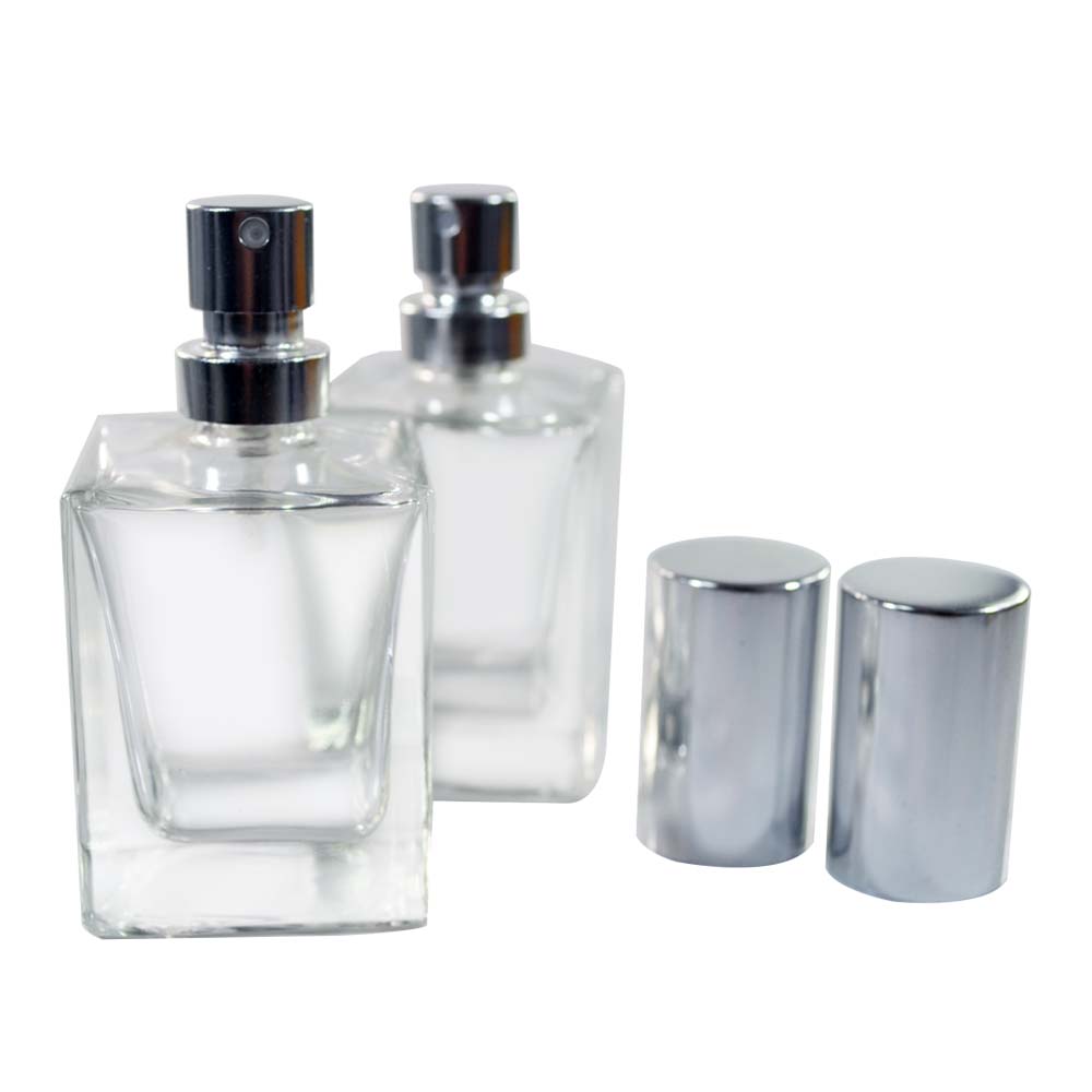 Manufacturer empty 30ml 50ml 100ml square glass perfume mist spray bottle