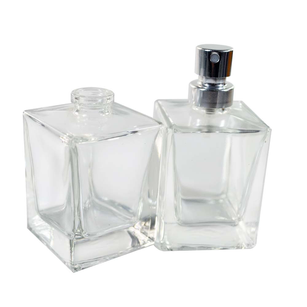 Manufacturer empty 30ml 50ml 100ml square glass perfume mist spray bottle