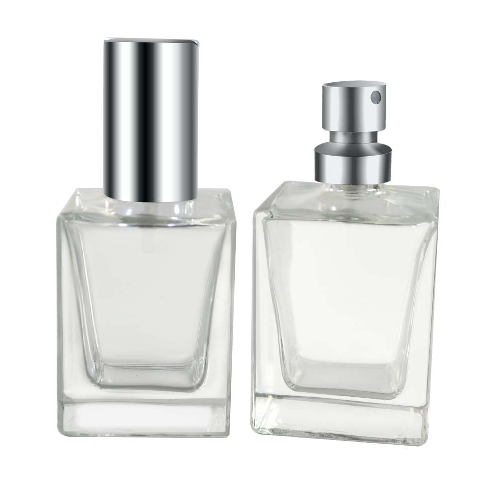 Manufacturer empty 30ml 50ml 100ml square glass perfume mist spray bottle