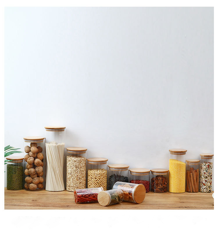 Manufacturer food storage tank household customized 500 ml glass jar with bamboo lid