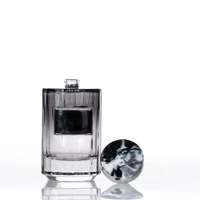 Manufacturer high quality glass bottle for perfume with marbled resin cap
