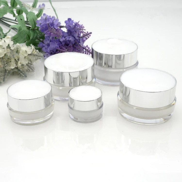 Manufacturer luxury cosmetic packaging purple white plastic jar body cream containers