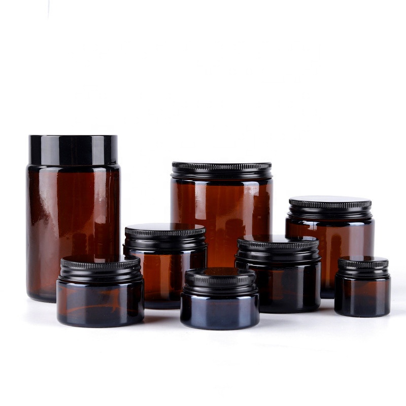 Manufacturer round body face cream jar cosmetic jar amber glass 100g