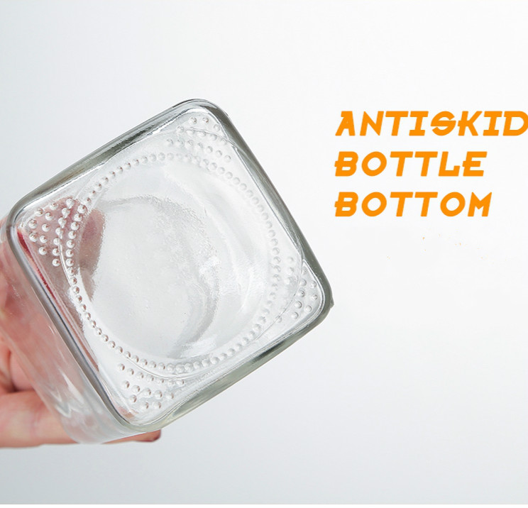 Manufacturer square glass honey bottle/jar storage jam sauce canned pickle glass jar with metal lids