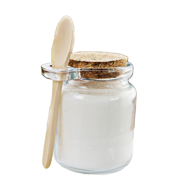 Manufacturer supply glass storage jar with wooden spoon  with earring pudding glass bottle wooden cork plug