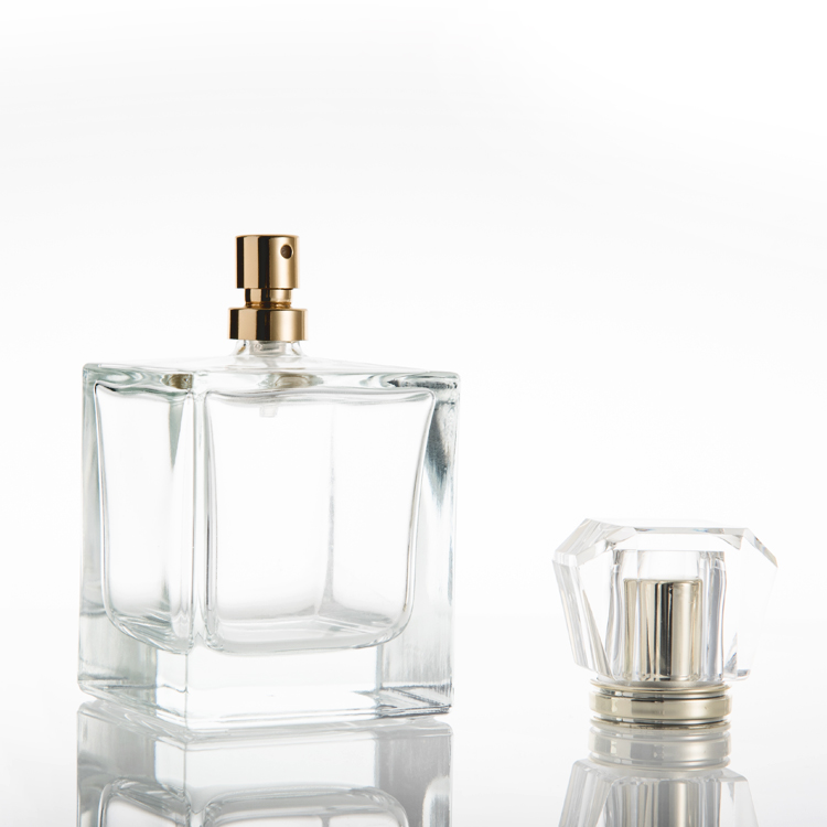 Manufacturer transparent flat rectangular 30ml empty glass perfume bottle