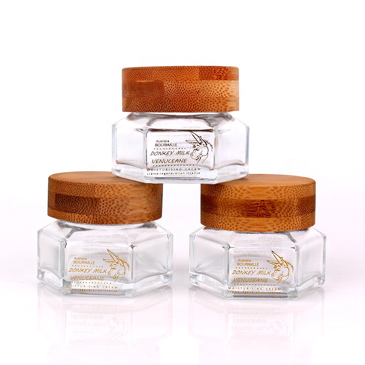 Manufacturer wholesale 50ml glass mask jar container cream jar with bamboo cap