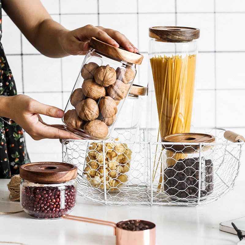 Manufacturer wholesale glass jar with wooden cover