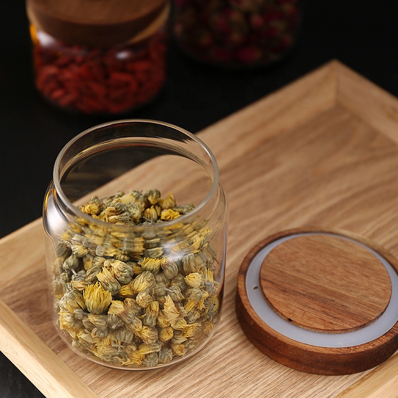 Manufacturer wholesale glass jar with wooden cover