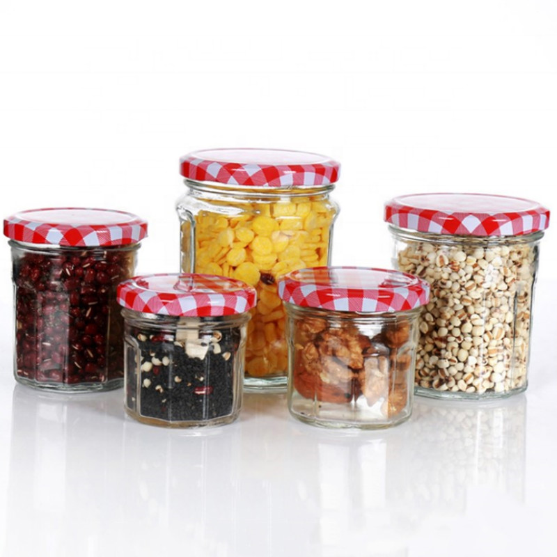 Manufacturer wide mouth round 30ml 100ml glass jar for food with metal lid