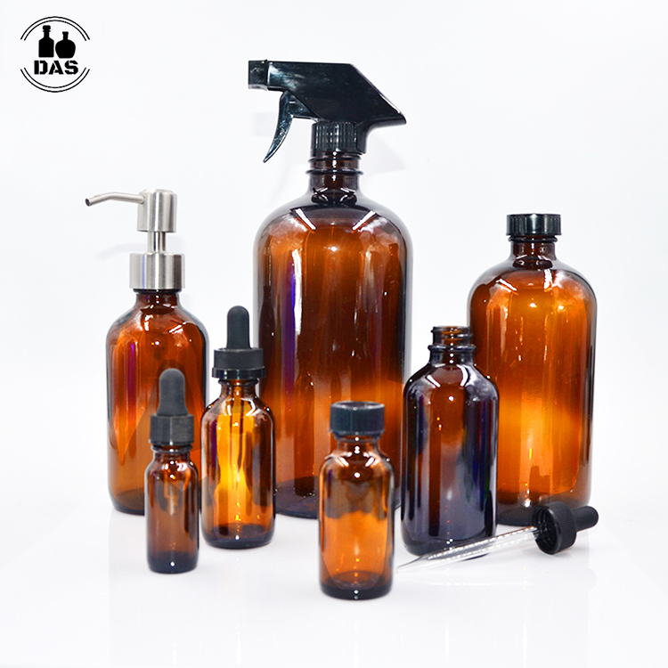 Manufacturers 15ml 30ml 60ml 120ml 250ml 500ml Clear Blue Amber Medicine Lotion Beverage Spray Boston Round Glass Bottle