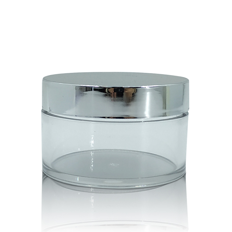 Manufacturers 200g PET Material Cosmetic Jar Clear PET Plastic Cream Jar with Silver Lid