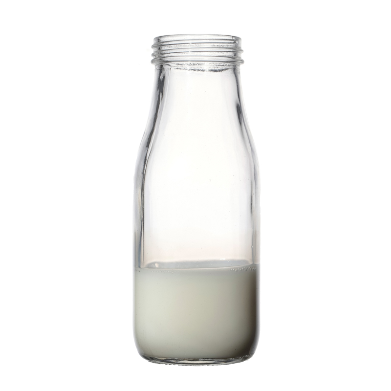 Manufacturers High Quality Beverage Customize 300ml Empty Clear Round Milk Glass Bottle