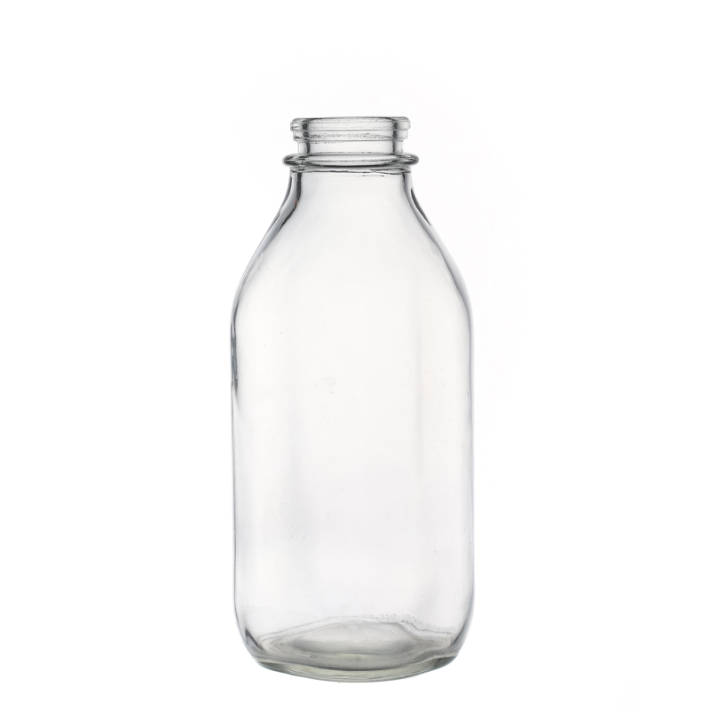 Manufacturers High Quality Customize Empty Clear Round Beverage Milk Glass Bottle 500ml 1000ml