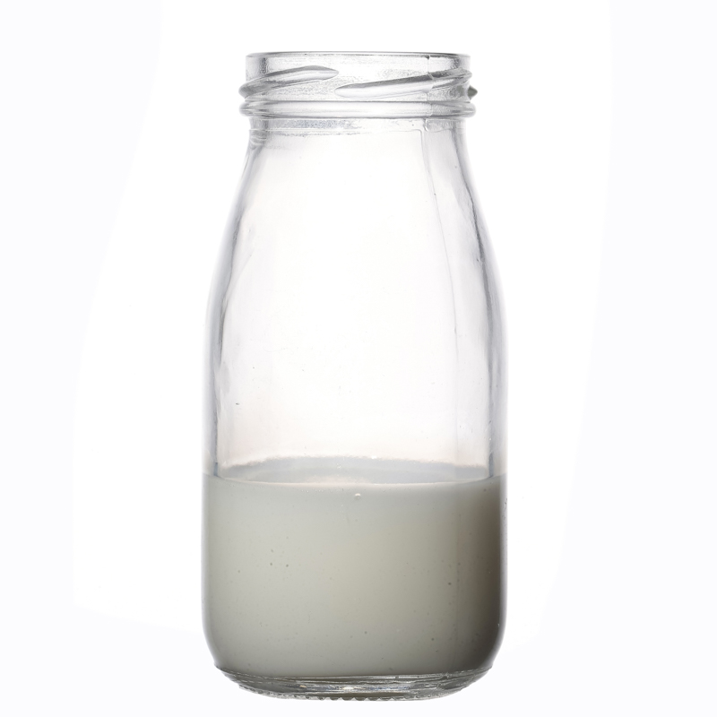 Manufacturers High Quality Metal Lids Clear Round Beverage Customize Empty Glass Bottle 200ml