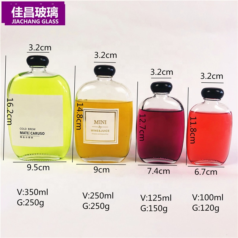 Manufacturers Sell 100ml 125ml 250ml 350ml Flat Small wine bottle Whiskey Glass Bottle