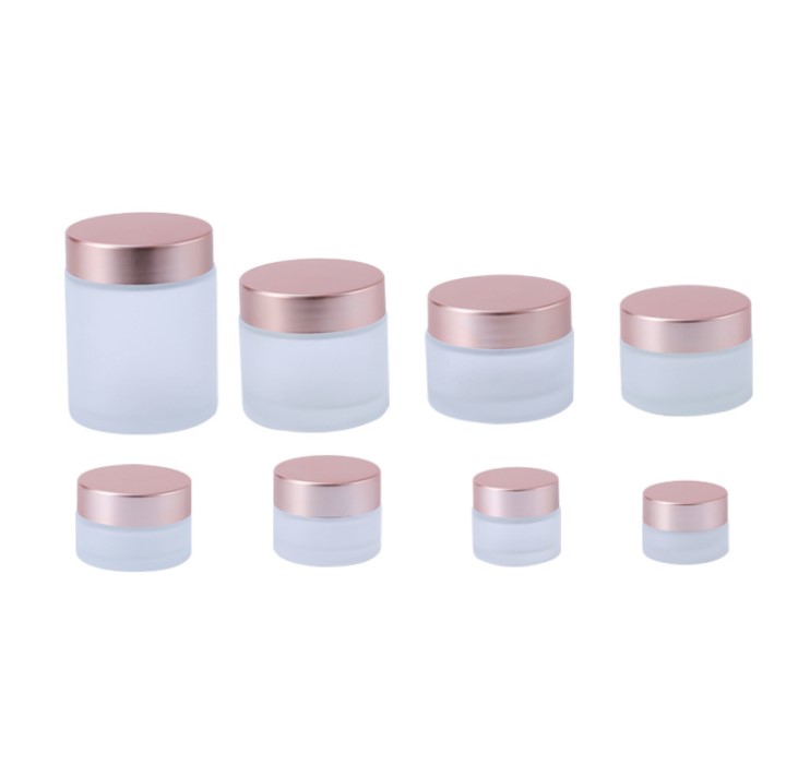 Manufacturers Stock 15g Glass Cosmetic Jar 30g Face Cream Cans 15g Frosted Rose Gold Cream Bottles