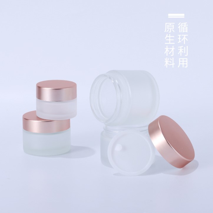 Manufacturers Stock 15g Glass Cosmetic Jar 30g Face Cream Cans 15g Frosted Rose Gold Cream Bottles