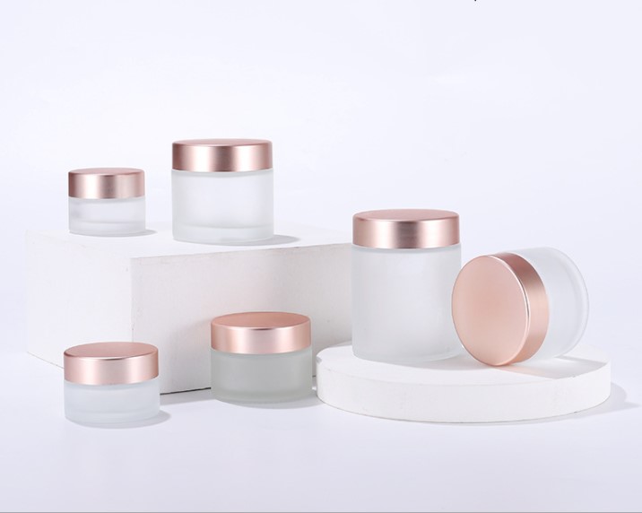 Manufacturers Stock 15g Glass Cosmetic Jar 30g Face Cream Cans 15g Frosted Rose Gold Cream Bottles