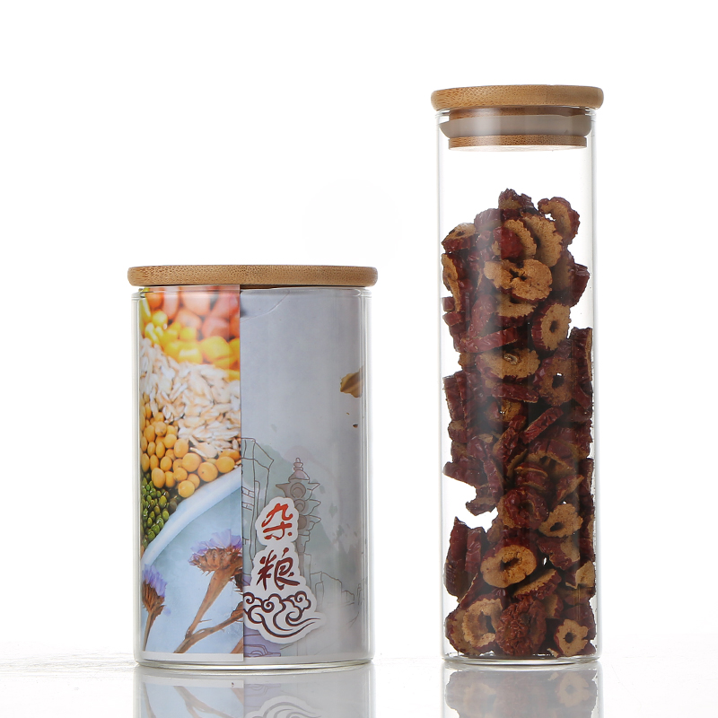 Manufacturers direct bamboo cover high borosilicate glass storage tank