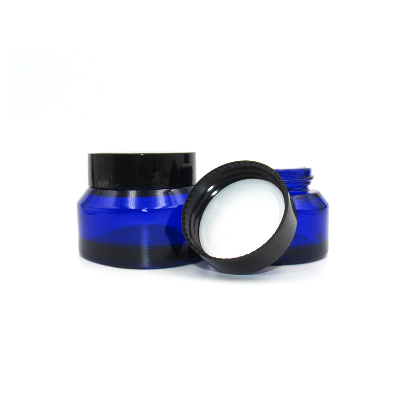 Manufacturers supply 15g 30g 50g oblique shoulder amber green blue sand spray glass cream jar in stock