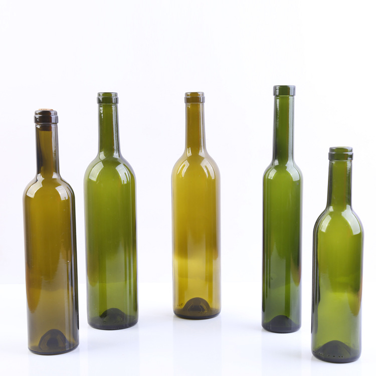 Manufacturers wholesale 375ml 500ml 750ml glass empty wine bottle dark green glass bottles for liquor vodka and whisky