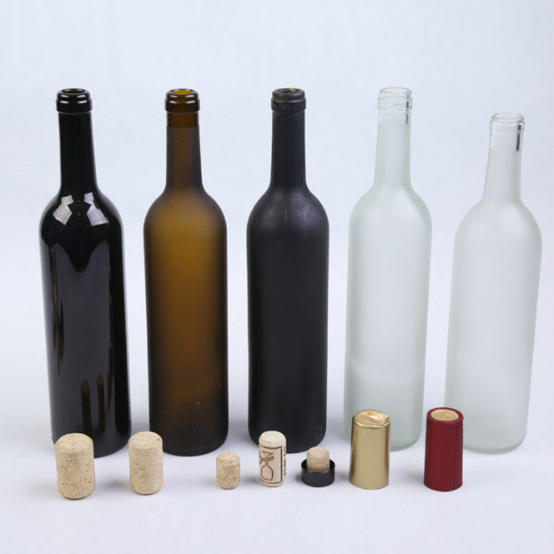 Manufacturers wholesale 375ml 500ml 750ml glass empty wine bottle dark green glass bottles for liquor vodka and whisky