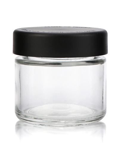 Manufactures1 oz 2 oz 3 oz 4 oz glass container childproof cap hemp packaging glass jars with black plastic lids for hemp